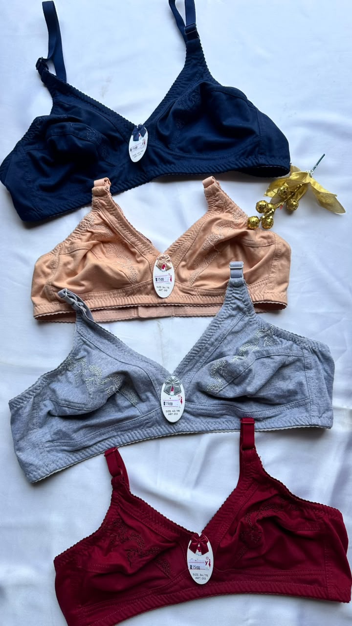 Soft cotton embroidered bra