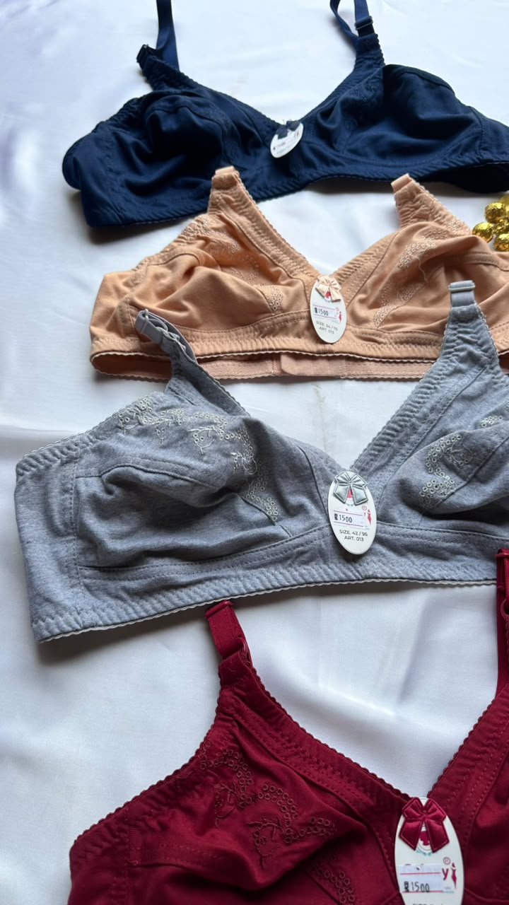 Soft cotton embroidered bra