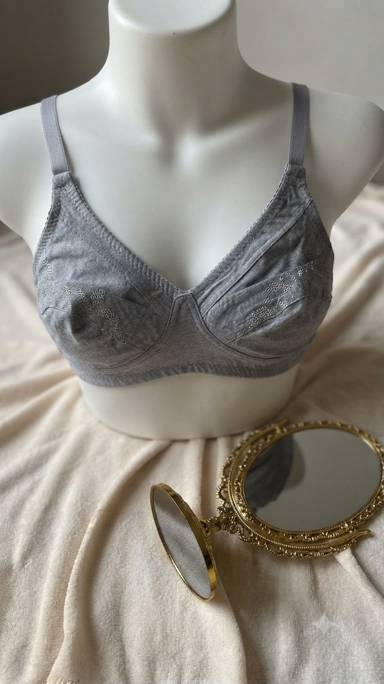 Soft cotton embroidered bra