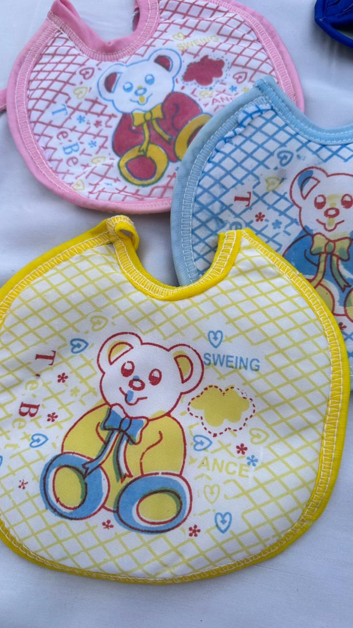 Cute Teddy Bear Printed Feeding Bib ( pack of 3)