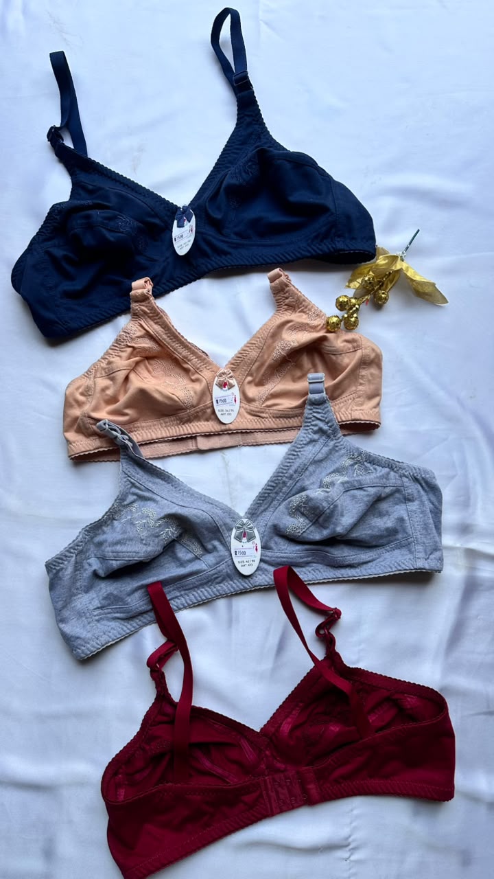 Soft cotton embroidered bra